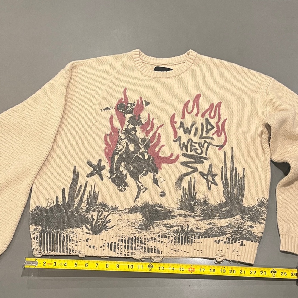 PacSun Beige Wild West Graphic Sweater